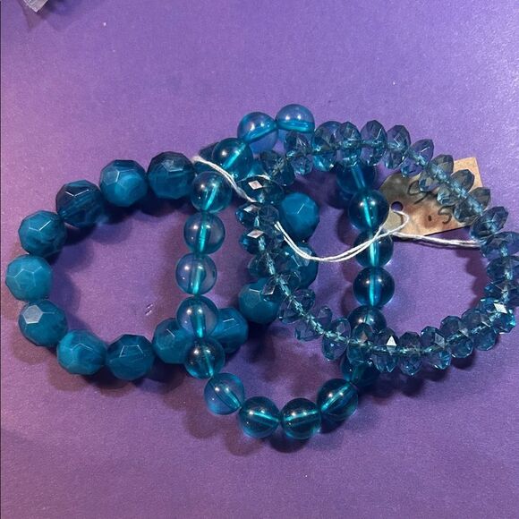 Elegant Blue Beaded Bracelet Set - Picture 1 of 1